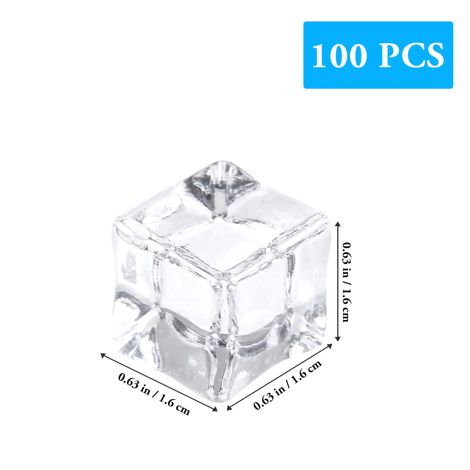 

100 Pcs Cube Simulated Ice Fake Block Artificial Clear Cubes Square Reusable Props Transparent