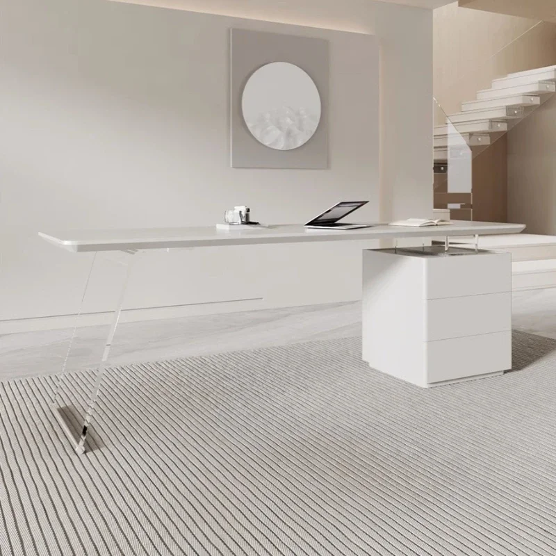 Scrivania da ufficio bianca minimalista, camera da letto, scrittura, scrivania direzionale squisita, moderna scrivania per laptop, mobili da viaggio Meuble