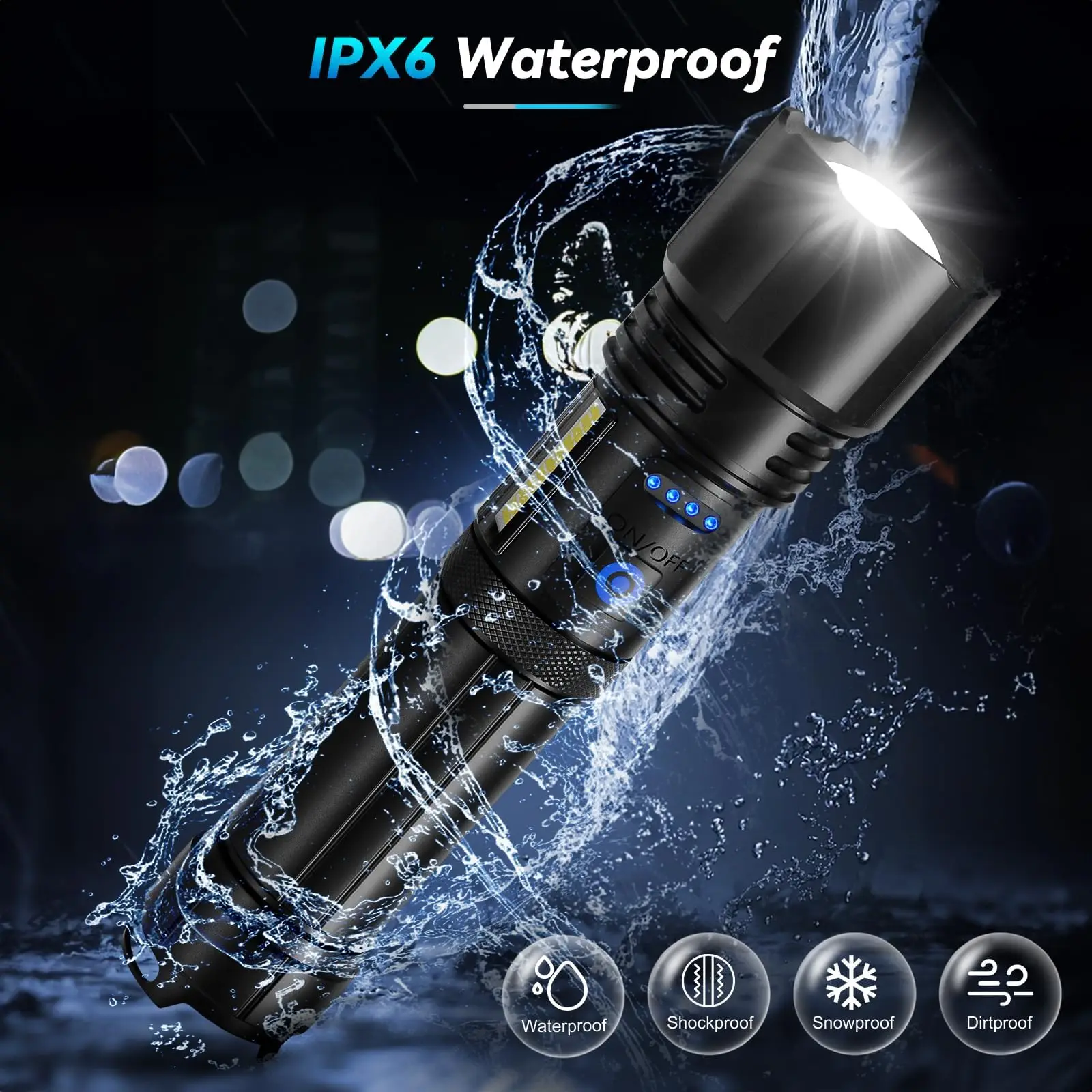 Rechargeable Flashlight, 2 Pack 900000 High Lumens Super Bright flash light, 7 Modes with COB Work Light, IPX6 Waterproof