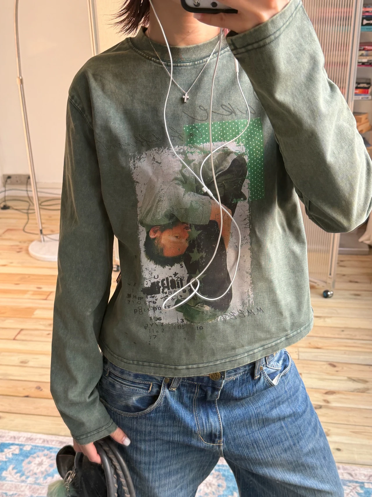 

Женская повседневная универсальная футболка MMBBT с принтом оригинального персонажа, из чистого хлопка, с длинными рукавами и круглым вырезом, топ