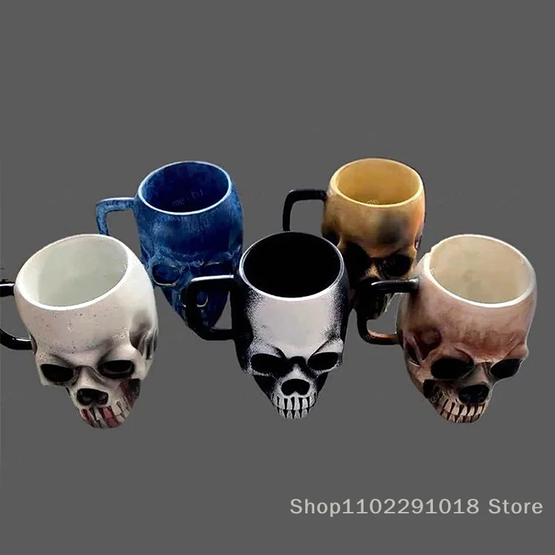 2025 New 17oz Resin Skull Beer Cup Viking Warrior Skull Mug Tankard Medieval Skull Drinkware Mug For Coffee Beverage Juice