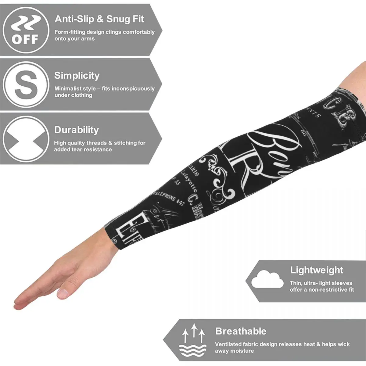 نمط حياة باريس الفرنسي الكلاسيكي مع أكمام أذرع تبريد برج ايفل للرجال والنساء للحماية من أشعة الشمس فوق البنفسجية وتغطية الوشم الرياضية وركوب الدراجات