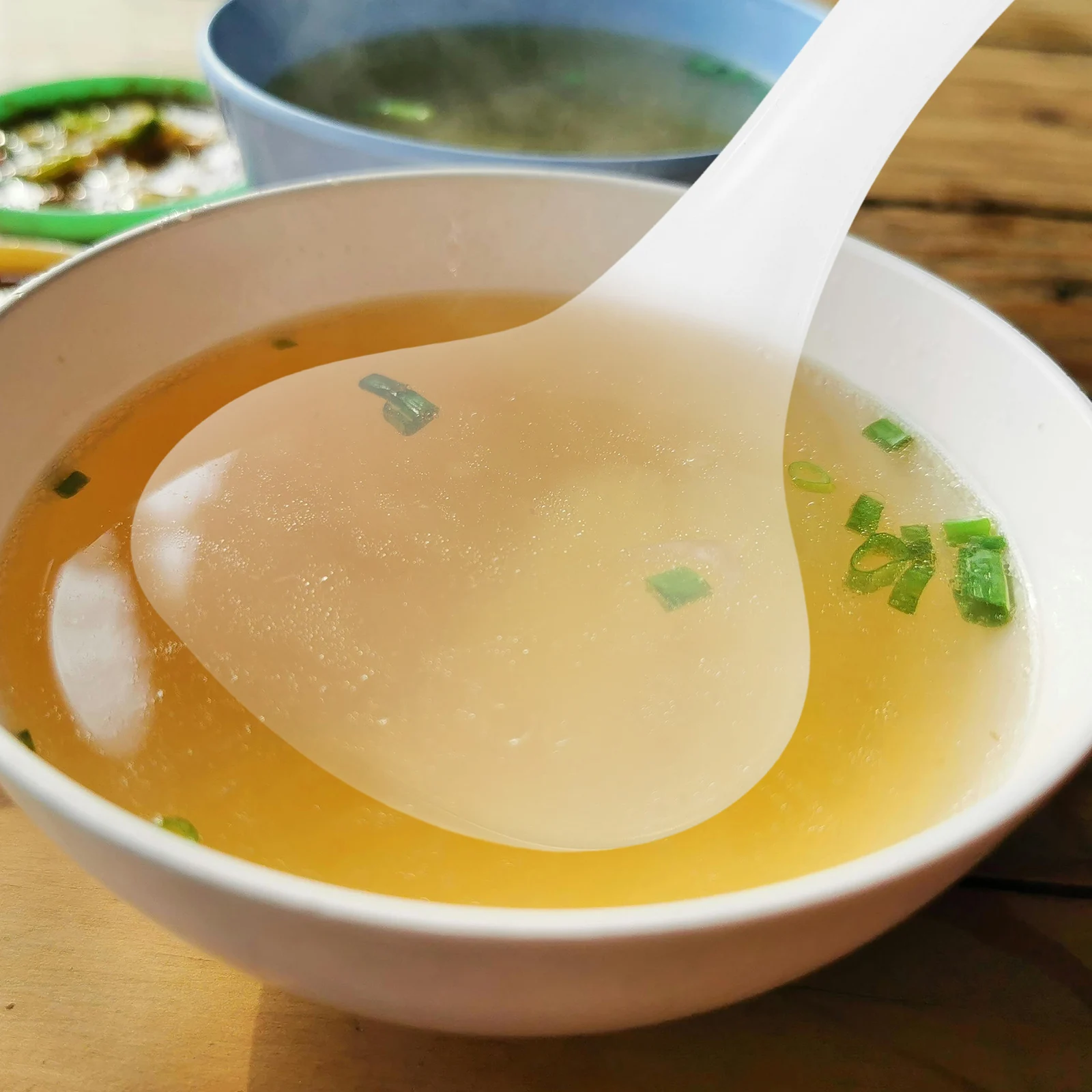 

6pcs Soup Serving Porridge Ladles Long Handle Kitchen Restaurant Canteen Household Stirring Spoon Reusable Flatware Asian