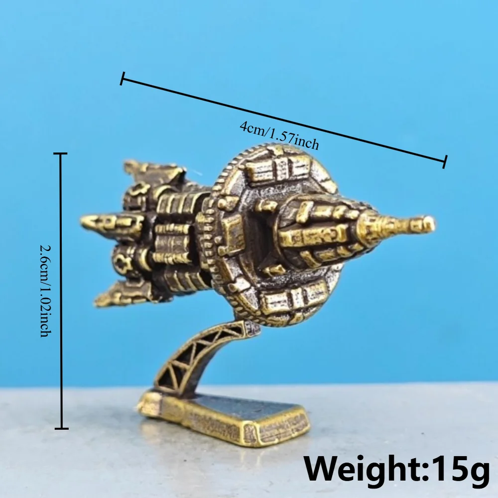 Vintage Brass‑aged Style Metal Miniature Model of A Sci‑fi Interstellar Battleship