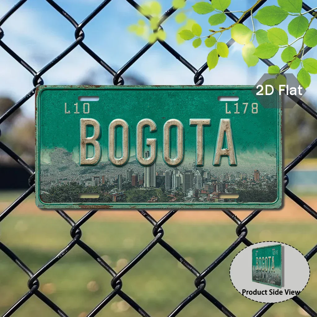 2D Flat Printing, 1pc, Vintage sign, only for decoration, Exterior Accessories (29.97cm x 14.99cm), Bogota Skyline Sign, Colo