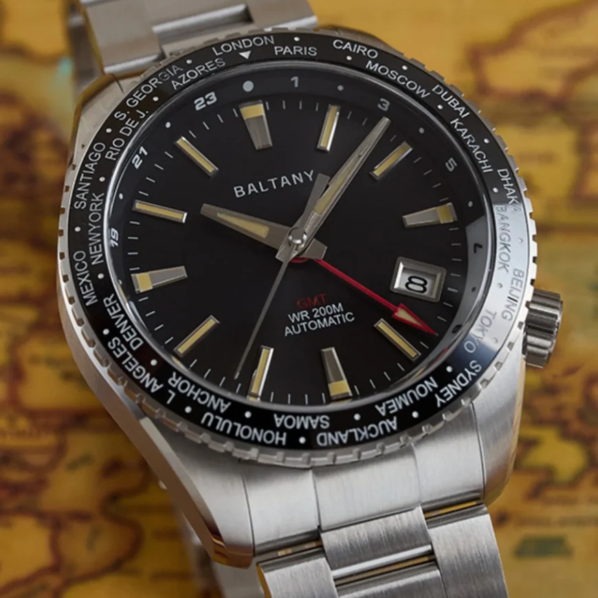 Baltany Men Automatic Watch 40mm GMT Mechaical Wristwatch Sapphire Mirror Diver 20Bar Waterproof Luminous NH34 Ceramic Bezel