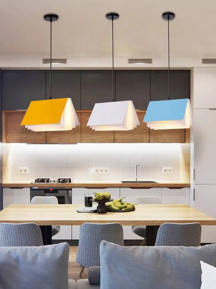 مطعم بار بسيط وحديث لرياض الأطفال الحرم الجامعي الإبداعي شخصية على شكل كتاب غرفة نوم فنية بجانب السرير مصباح معلق صغير #3