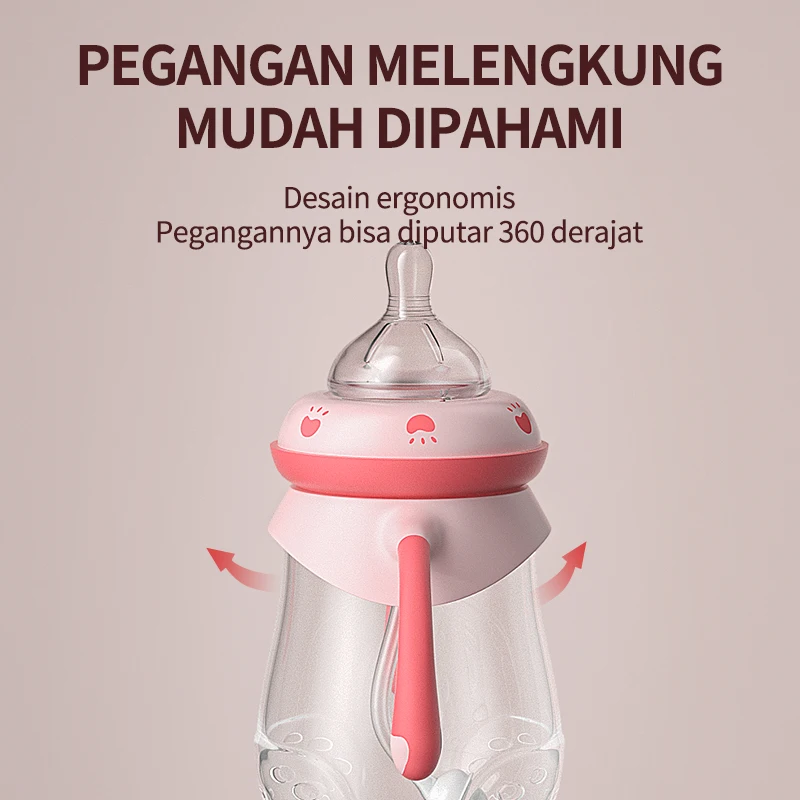 Oberni PP Material Anti drop Anti bloating Handle Nursing Bottle 240ml 300ml Bpa Free Baby Milk feeding bottle