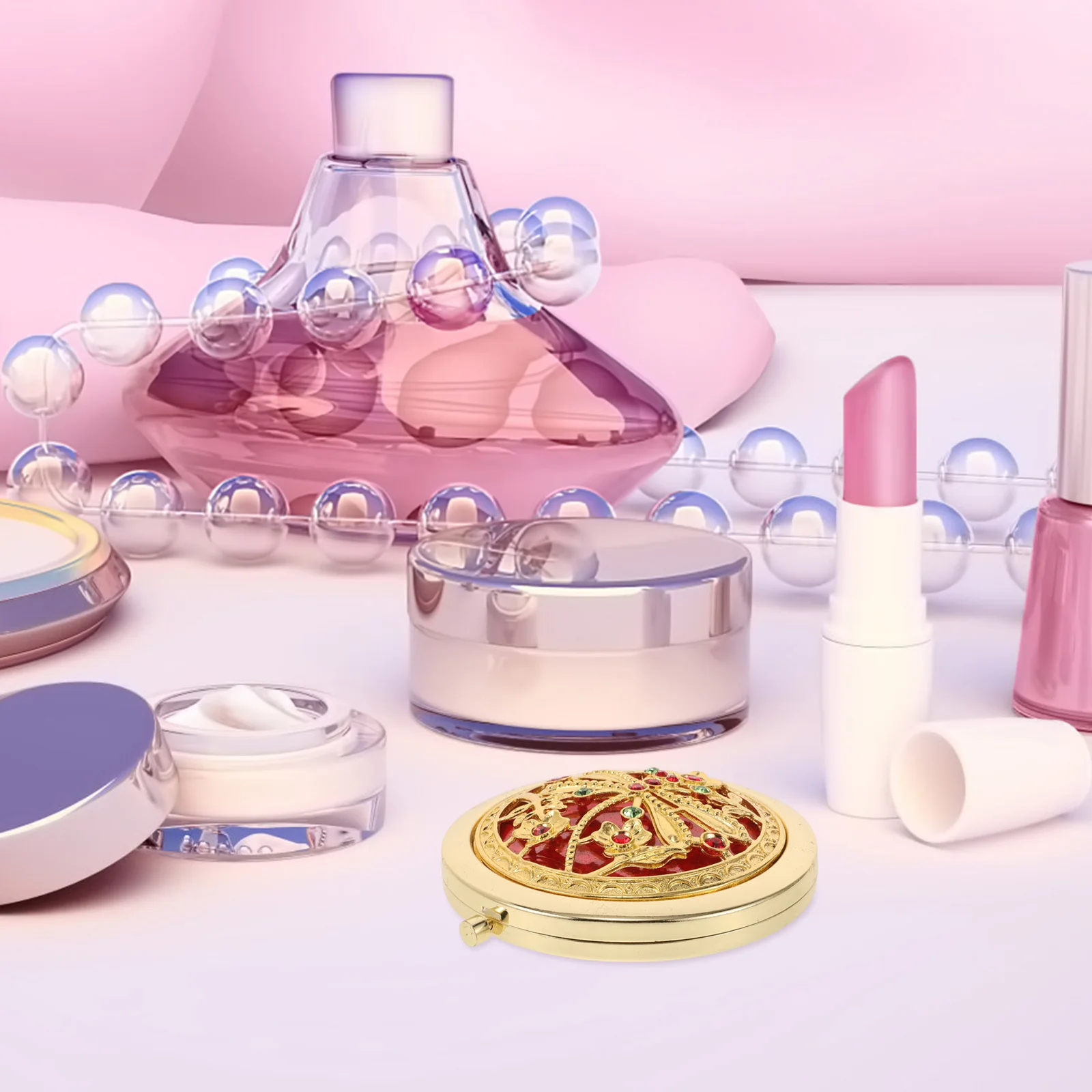 Miroir de maquillage Compact pliable Vintage, Double face, Mini poche de voyage, petit sac à main Portable, pour