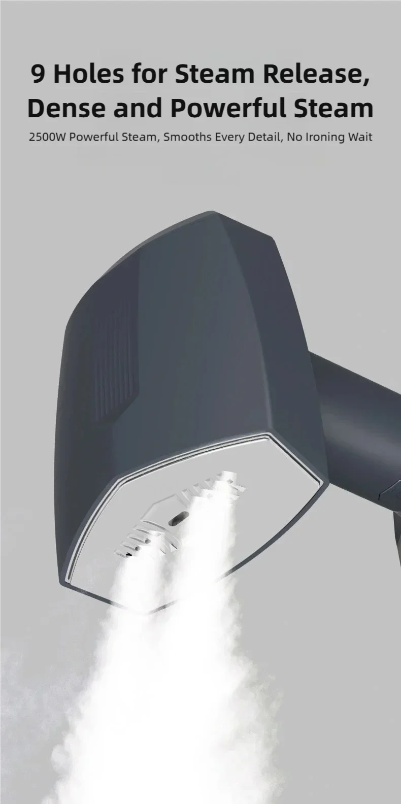 TINSOL 2500W Handdampfbügeleisen, 10 Sekunden Schnellvorheizung, Trocken- und Nassbügeln, Tragbares Bügelgerät für Kleidung – Detail 6