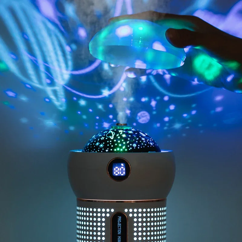 Projection Night Light Air Humidifier Aroma Diffuser 2000mAh Rechargeable Humidifier Essential Oil Diffusers Steam Maker