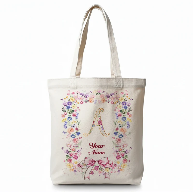 

Customized name canvas shoulder bag personalized large capacity work commuting bag, printed with pattern handbag