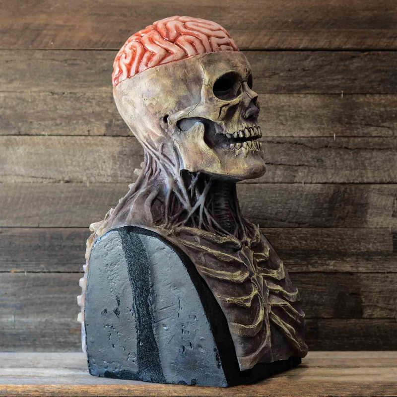Halloween  Costumes Accessory Props Horror Brain Skull Headgear Cosplay Scary  Head Latex Mask image 5