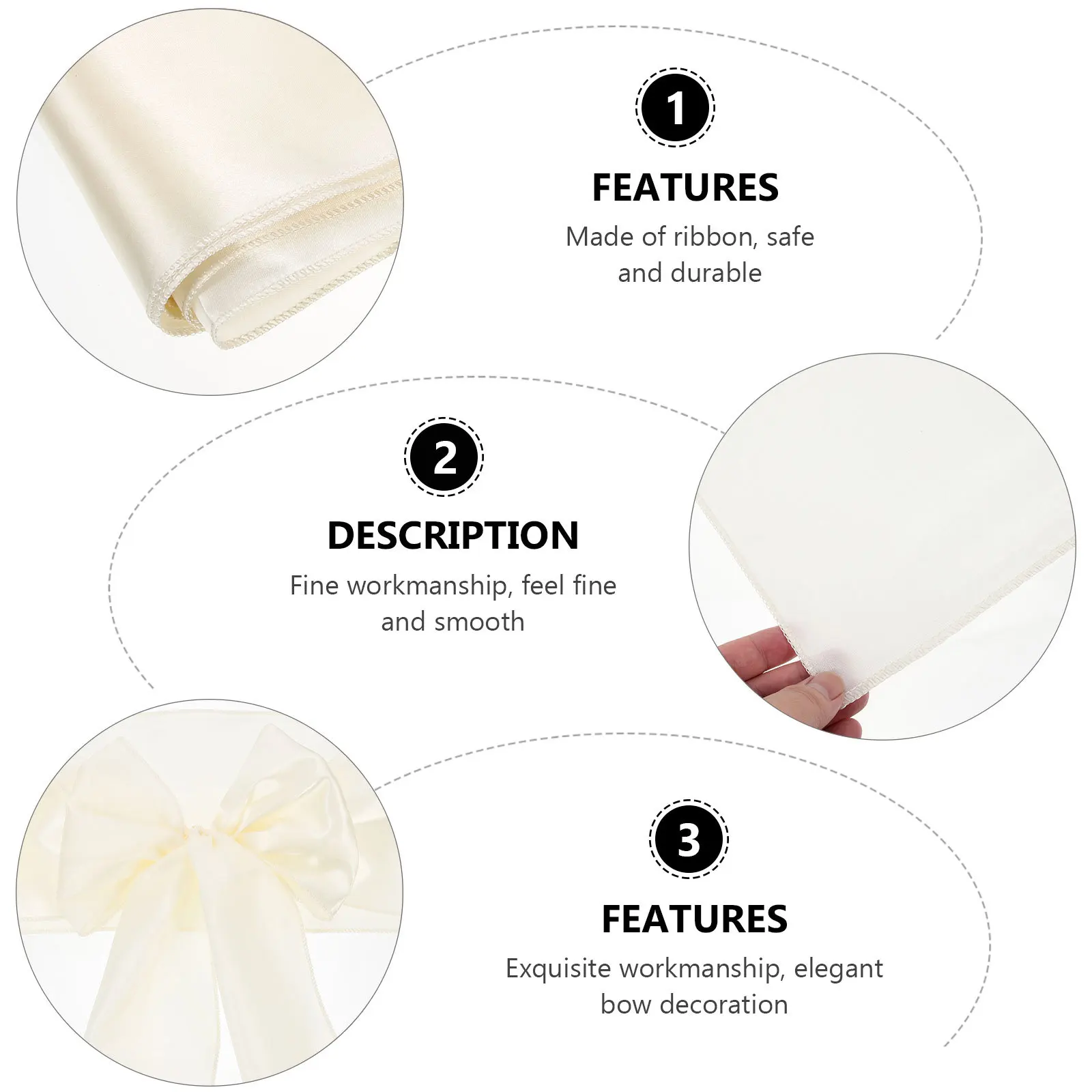 

10Pcs Chair Back Decorative Satin Sashes Bow Tie Smooth Shiny Ribbon for Wedding Engagement Party Banquet Chair Sashes