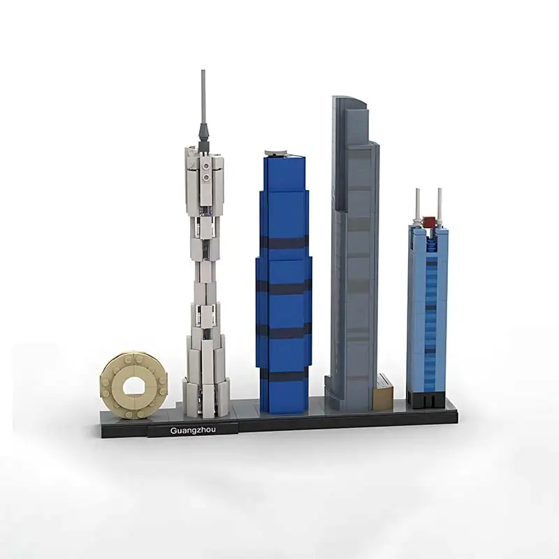 MOC klocki Guangzhou Skyline Model cegły miasto słynna architektura montaż Puzzle zestawy zabawek kolekcja dla dzieci prezenty