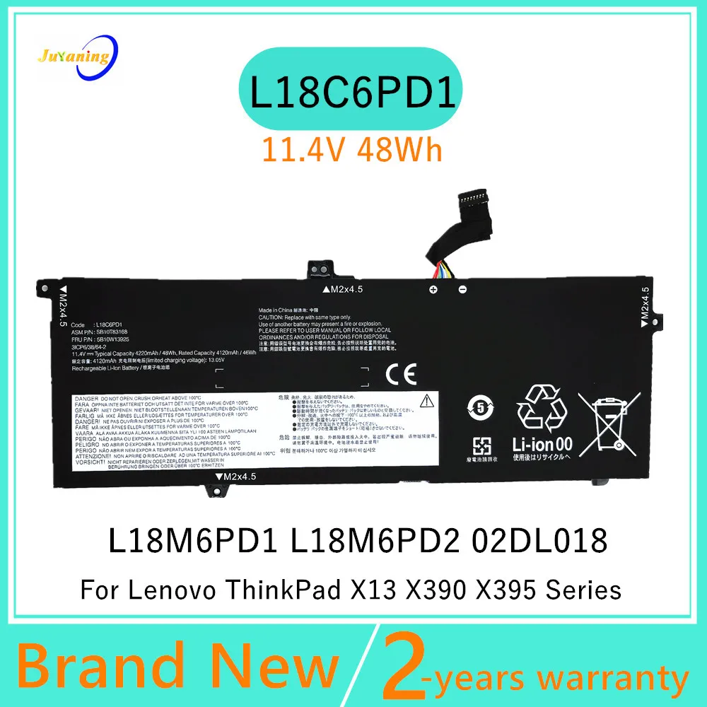 

L18C6PD1 Laptop battery For Lenovo ThinkPad X13 X390 X395 Series L18M6PD1 L18D6PD1 L18M6PD2 02DL017 02DL018 02DL019 02DL020