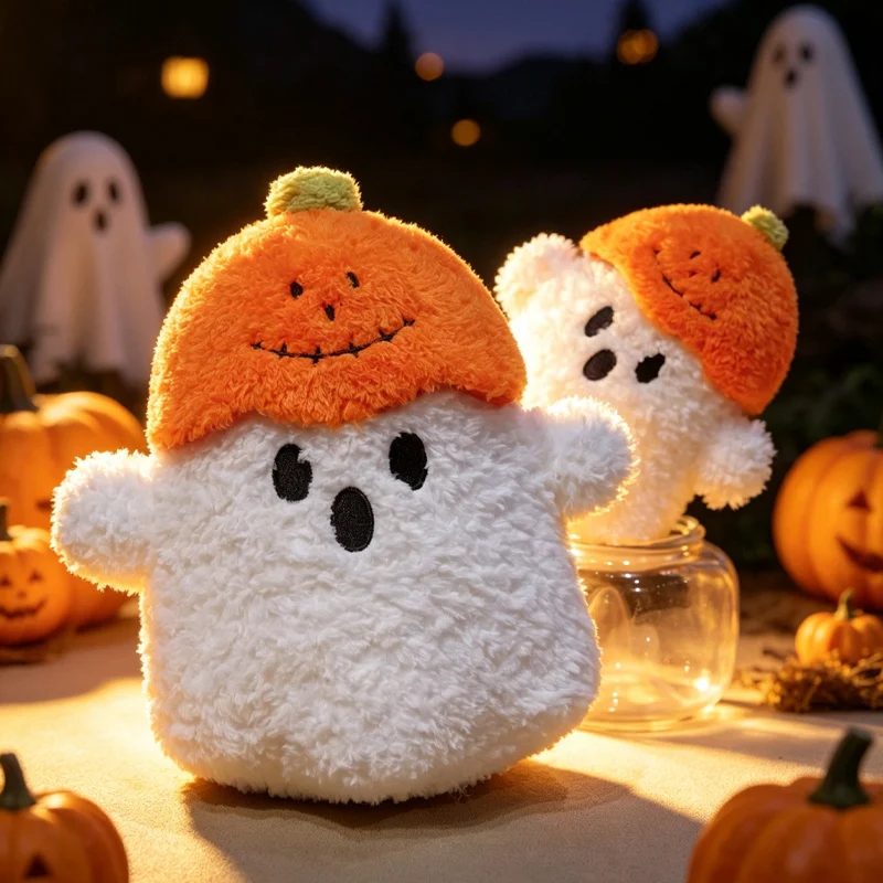 Soft Fluffy Halloween Ghost Pumpkin Stuffed Plush Pillow Spooky Cartoon Throw Cushion Sofa Bedroom Home Decor Holiday Gift