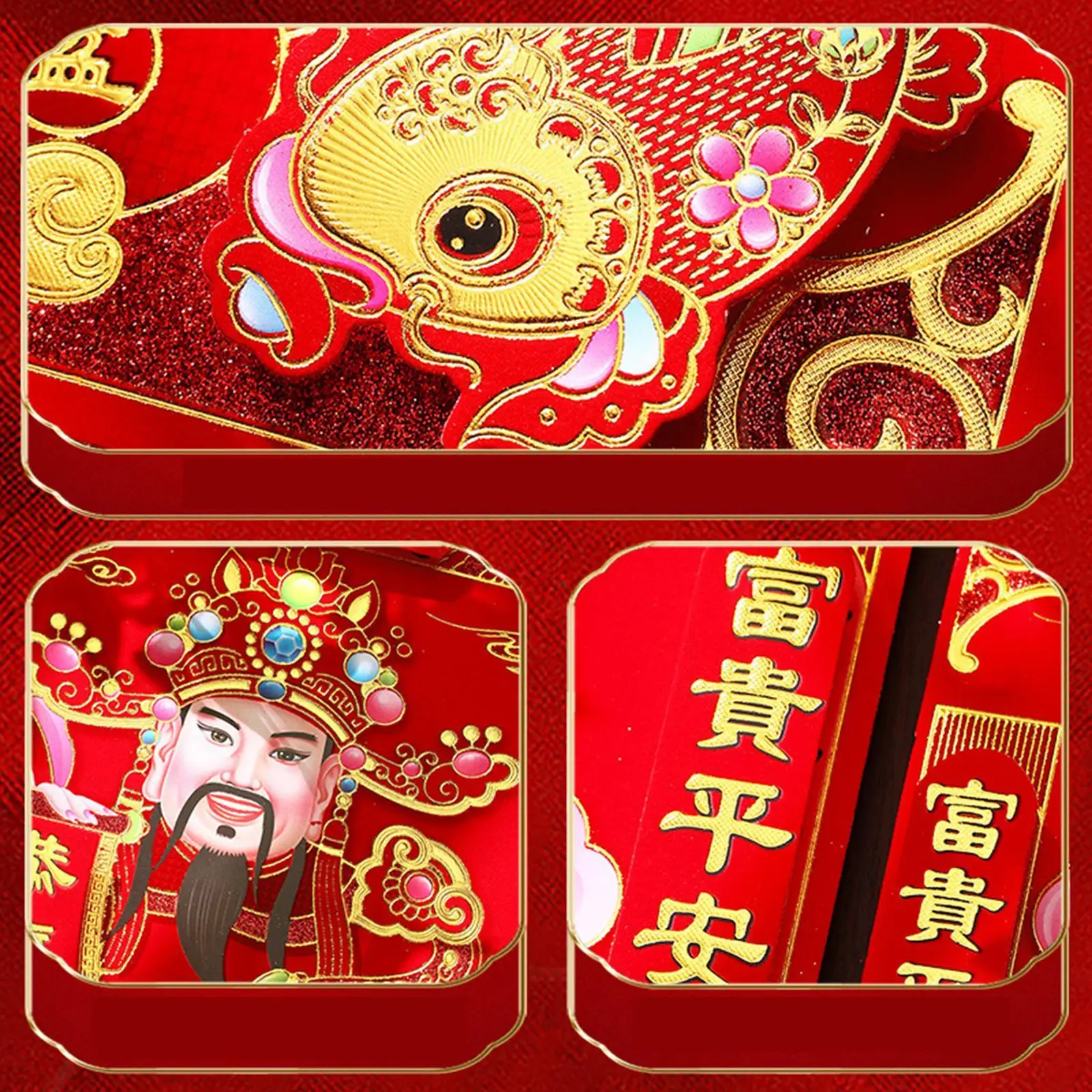 Chinese God of Wealth Sticker Gift Photo Prop for Celebration Door Household