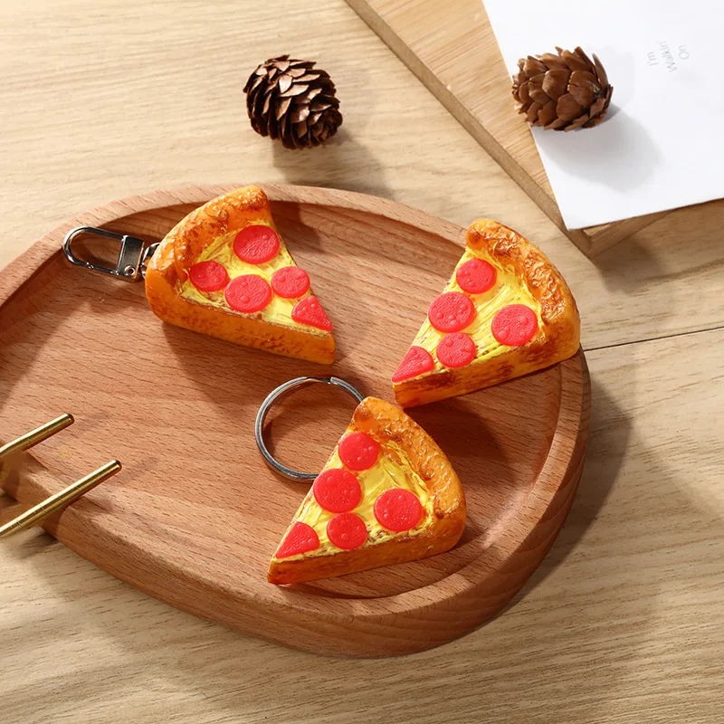 Simulation Food Pizza Keychain,Pizza  Pendant Gift Keychain Key Ring Bag Charm