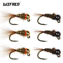Wifreo 8pcs Fast Sinking Beadhead Jig Nymph Fly Barbed Jig Hook #16 Wet Fly Euro Nymph For Trout Fishing Lures Baits
