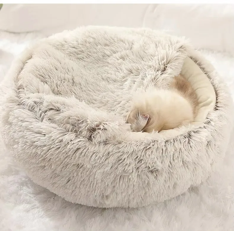 Winter-Wärme-Plüsch-Haustierbett mit Weichem Fleece-Futter - Halbgeschlossenes Gemütliches Katzenbett – Detail 17