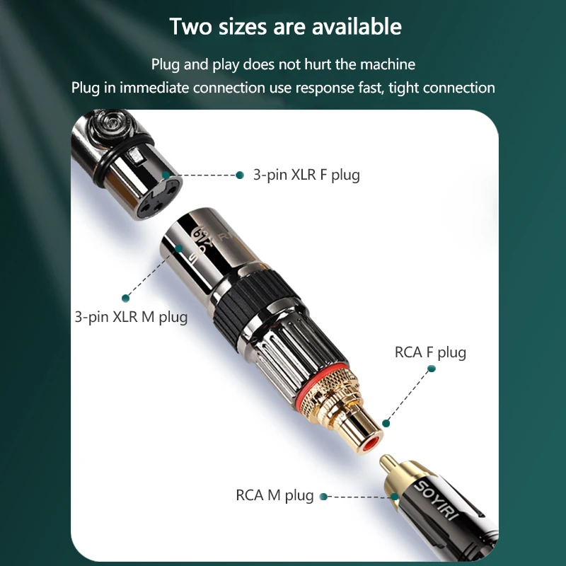 SOYIRI CGP RCA F إلى XLR M إلى F قابس مهايئ زهر البرقوق XLR كابل الصوت اتصال مكبر للصوت تمديد لرسو السفن المكونات