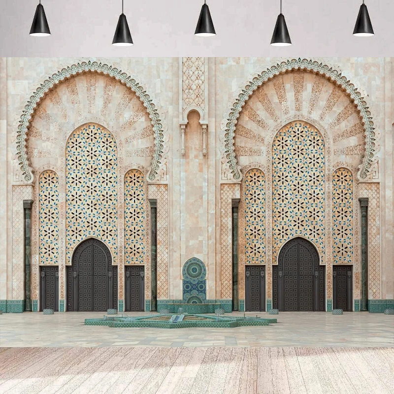 

Moroccan Photography Backdrop Mosque Temple Vintage Medieval Palace Middle Eastern Background Party Backdrop Wall Banner Poster