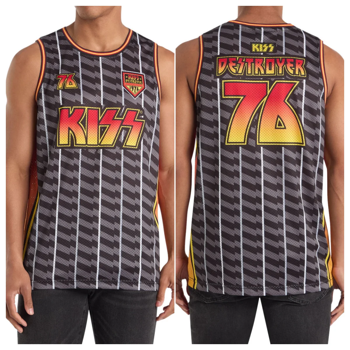 Image of 2026 KISS Vintage Unisex Basketball Trikot Weste, Herren Damen Y2k Rock Hip-Hop Ärmellose Atmungsaktive Streetwear Mesh Weste T-Shirt