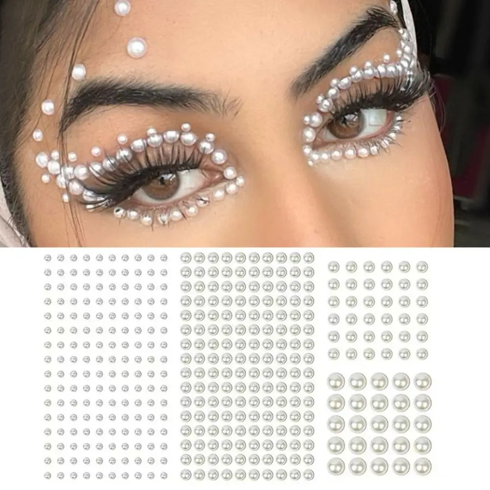 

3D Eyes Face Pearls Rhinestones Stickers Makeup Tattoo Self Adhesive Pearl Jewels Stickers Festival Body Nail Art Decorations