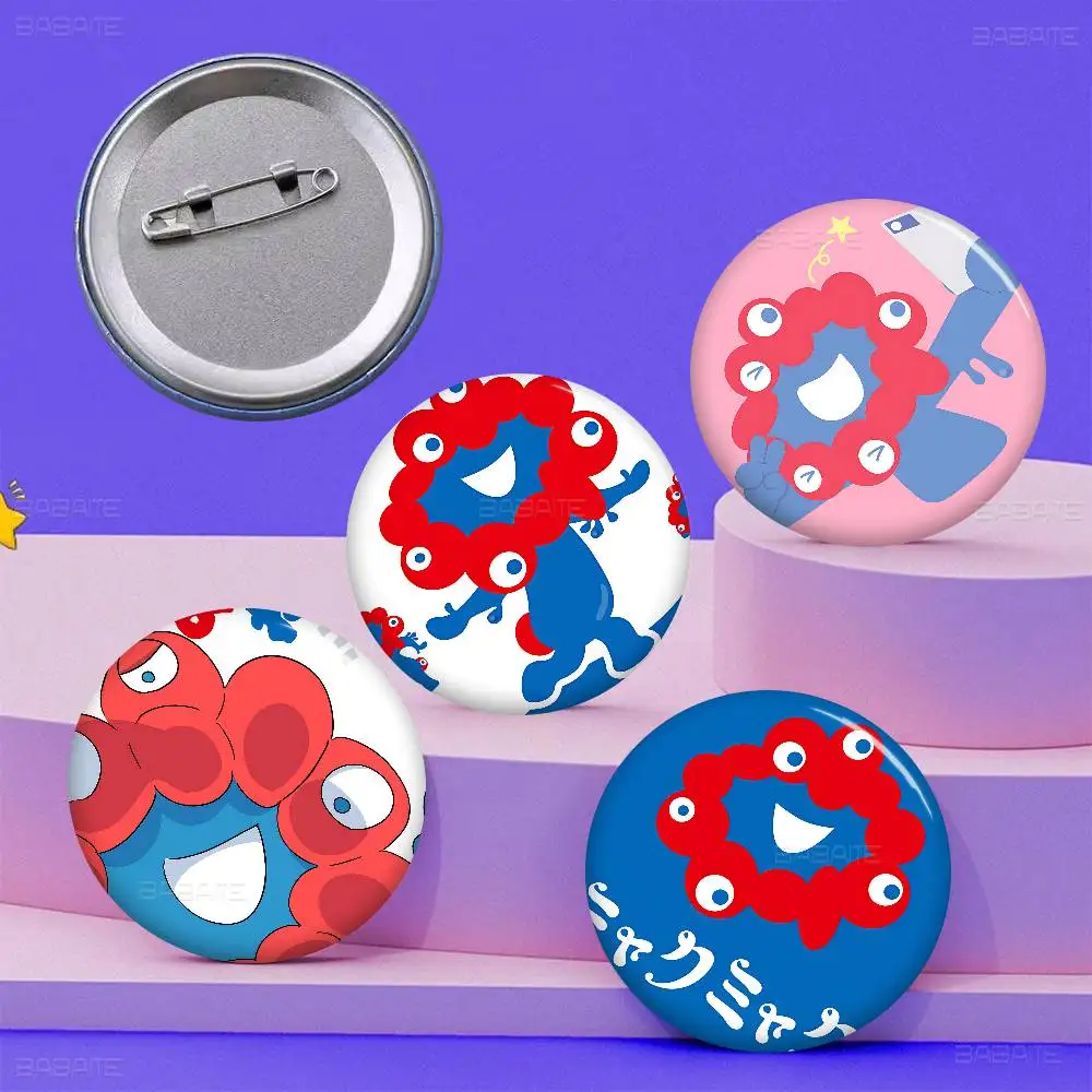 Cartoon M-Myaku-Myaku Creative Pins Funny Faces Round Snap-in Brooch Badge Backpack Hat Accessories Jewelry Gifts