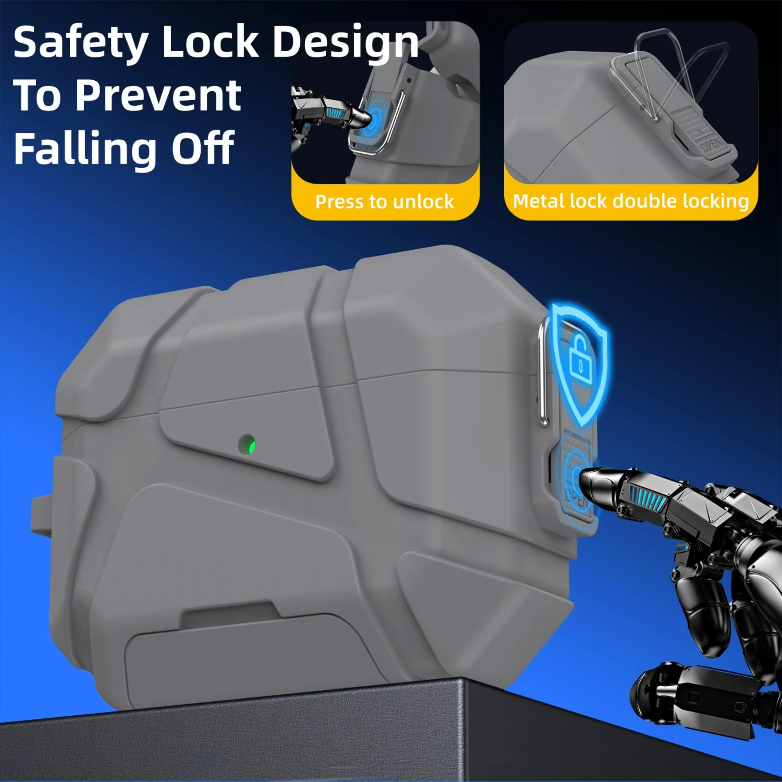 For AirPods 5/4/Pro 3 Dual-Lock Safety Case with Phone Stand Military Armor Design Cover with Cleaner Pen For AirPods 5/4/Pro 3