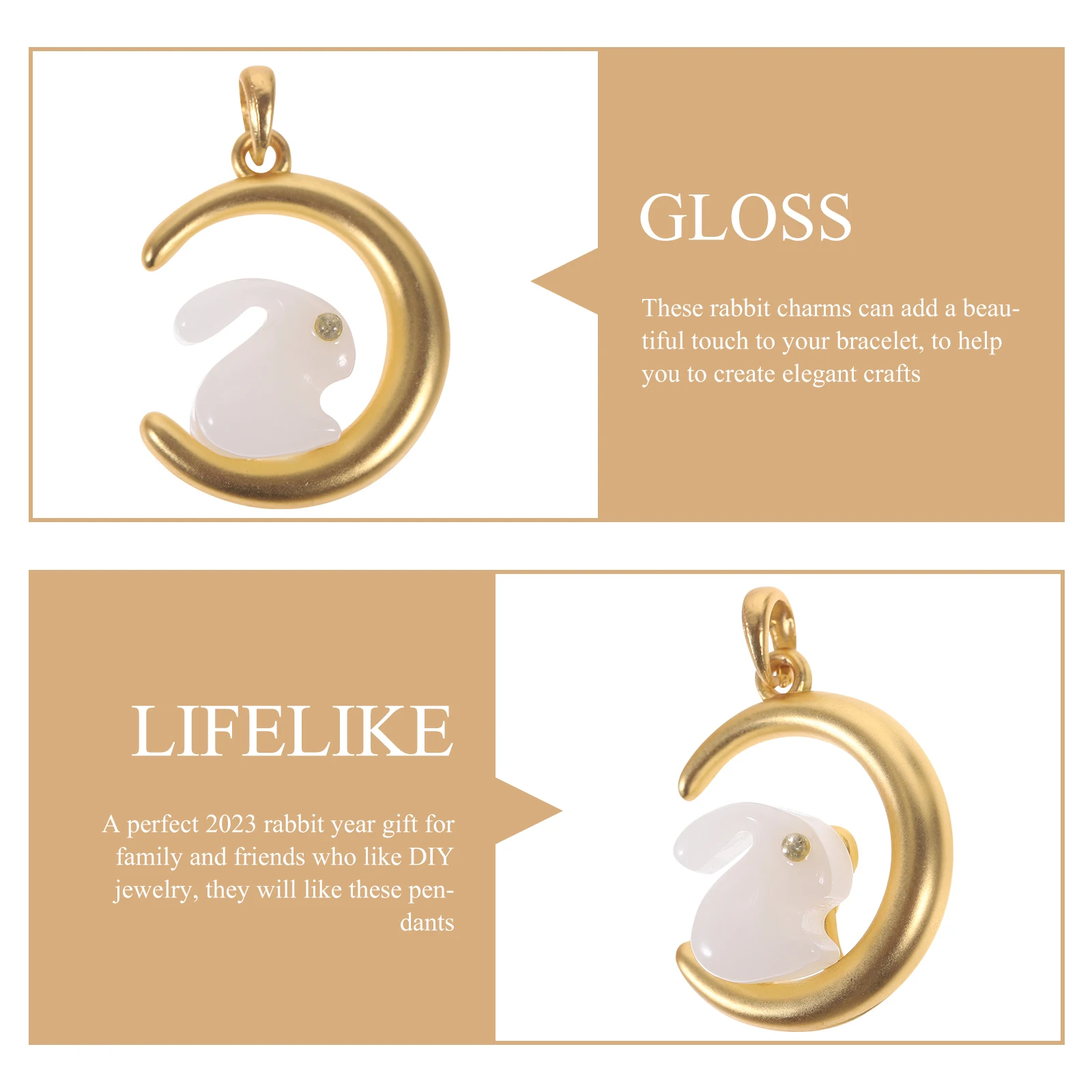 

5 Pcs Jade Rabbit Jewelry Accessories Easter Bunny Charms DIY Shape Alloy Pendants