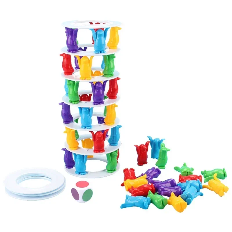 Penguin Tower Collapse Balance Game Toy For Children Party Family Funny Games Crazy Penguin Crash Tower Toy Table Games