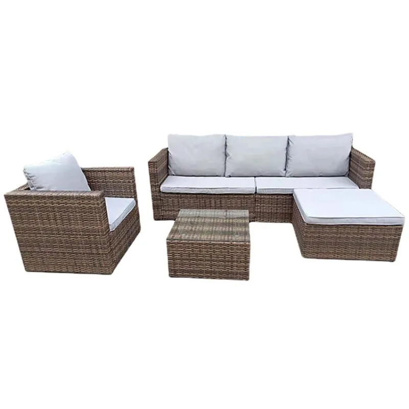 Outdoor sofa combination, courtyard terrace three people casual waterproof sunscreen rattan outdoor rattan chair rattan garden