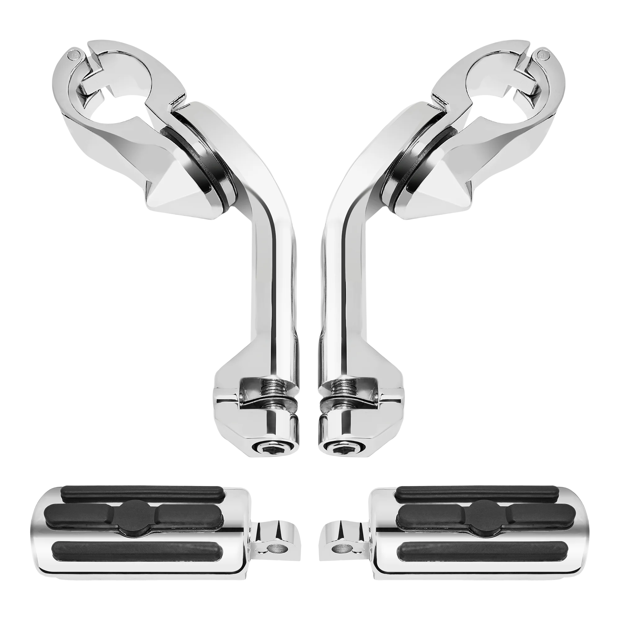 

Chrome 1.25" 32 mm Long Angled Adjustable Highway Foot Pegs Peg Mount For Harley Davidson Highway Crash Bar Motorcycle