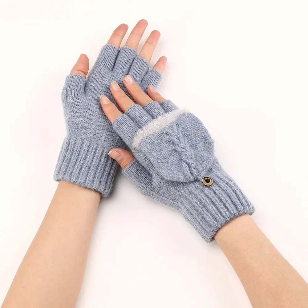 Fashion Flip Cover Fingerless Gloves Anti-slip Warm Children Gloves Korean Style Soft Half Finger Gloves Autumn