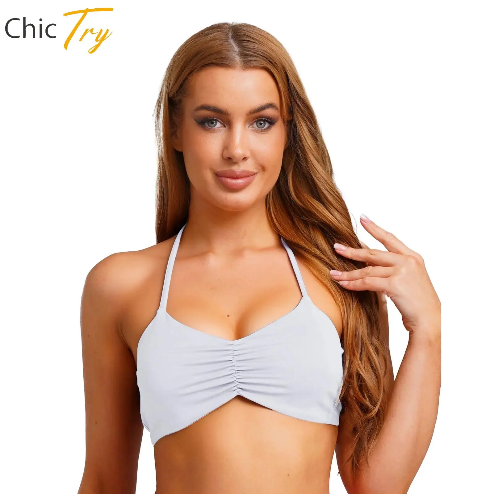 

Gym Top Women Clothes Yoga Sports Workout Tank Top Halter Sleeveless Open Back Removable Chest Pads Bra Top Running Fitness Vest