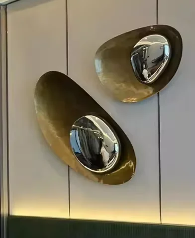 %S_  Wall Sculptures Metal Ornaments Art Deco Design Custom Color Size Stainless Steel Mirror for Living Room Dining Diwali
