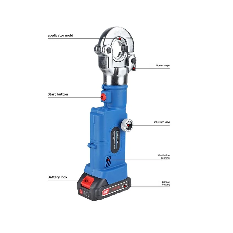 Cordless Hydraulic Crimping Rechargeable Electric Pliers Portable Cable Terminal Press Tool for Wire Connection Electrician