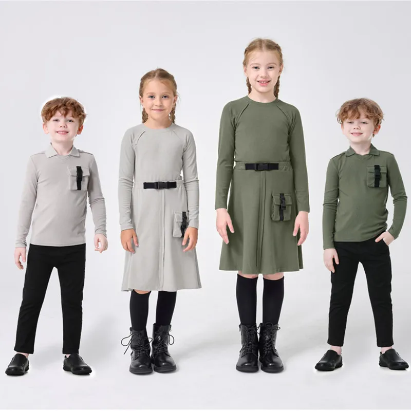 AP gesp modale collectie kinderen jongens meisjes herfst winter getailleerd T-shirt met zakrok familie bijpassende set kinderen casual kleding