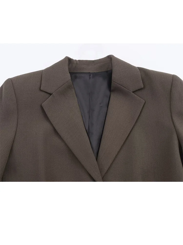 HH primavera otoño mujer viajero Blazer falda traje de dos piezas manga larga un botón Blazer + bolsillos con cremallera faldas plisadas sólidas