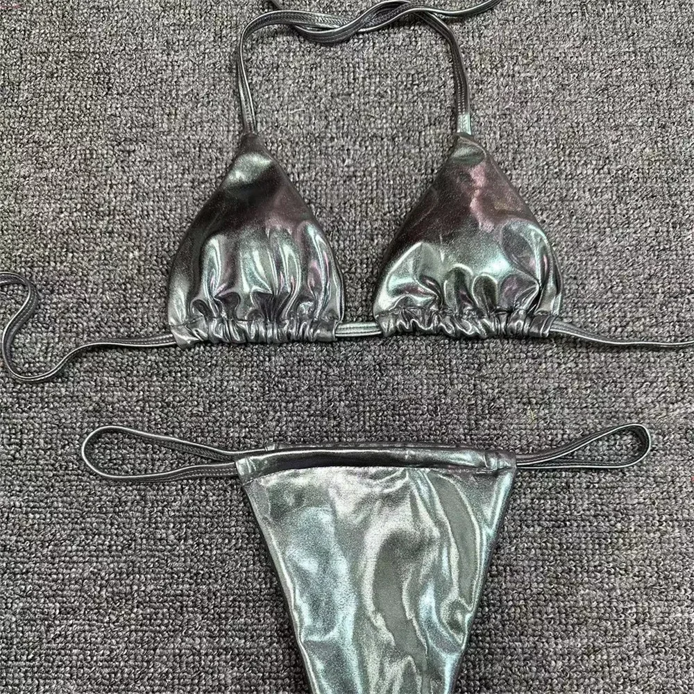 Gorący złoty strój kąpielowy bikini Push Up String Backless mikro bikini ekstremalne stroje plażowe stroje kąpielowe kobiety retro kostiumy