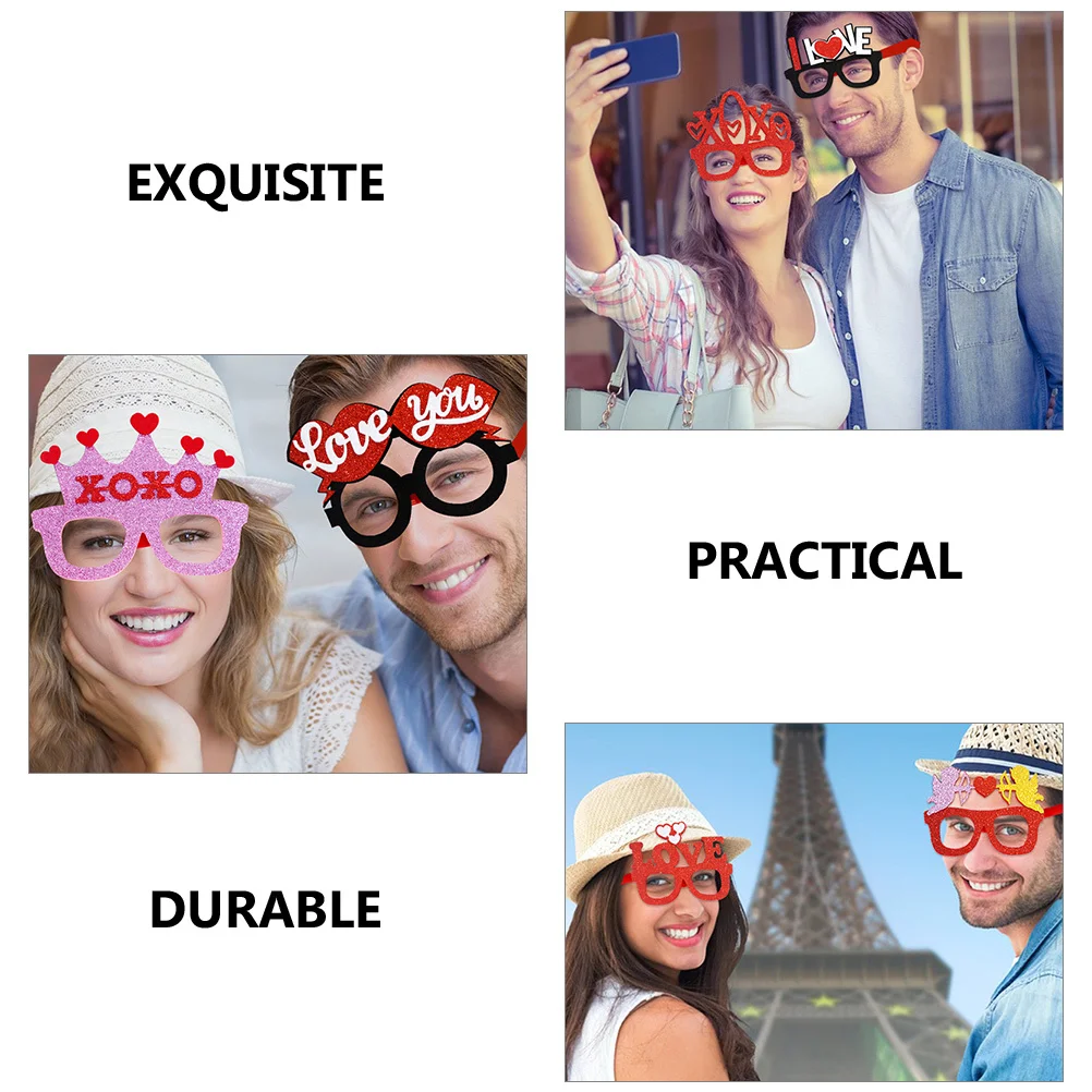 

9Pcs Valentines Party Glasses Heart Shape Plastic Eyewear Fun Photo Booth Props Wedding Bachelorette Accessories