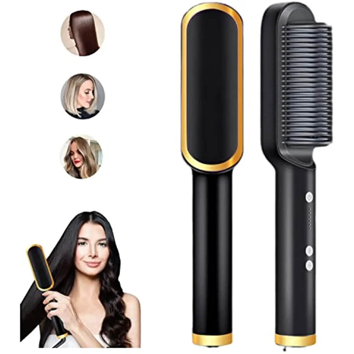 2 in 1 Hair Straightener Brush And Curler Negative Ion Hair Straightener Styling Comb Anti Scald Fast Heating Straightening Comb