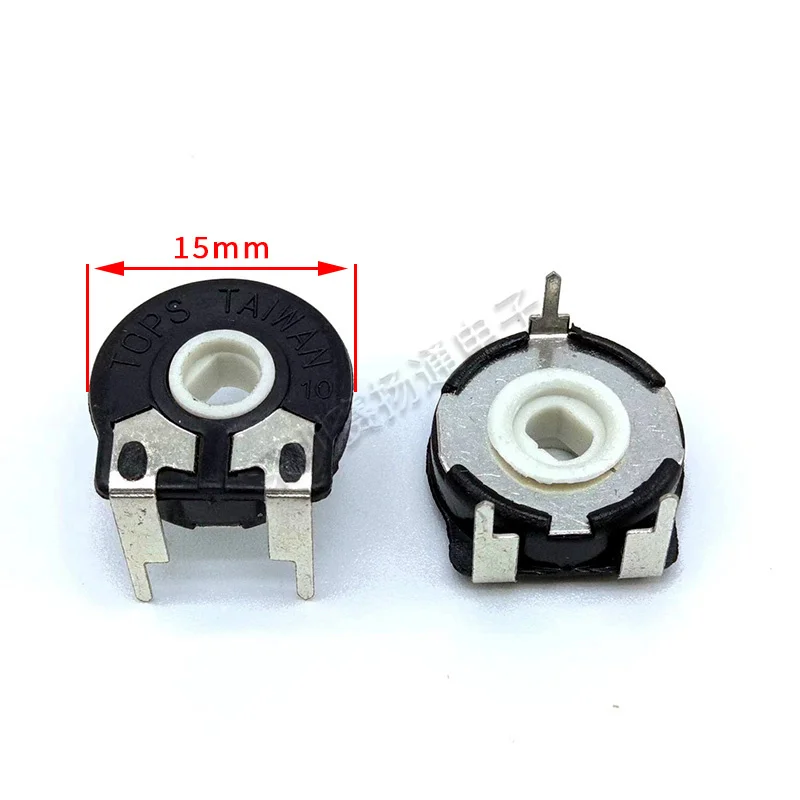 10 шт., тайваньский Топ, потенциометр 10K, 50K, 470K, заменяет спиральный потенциометр, стандартный горизонтальный Регулируемый PT15