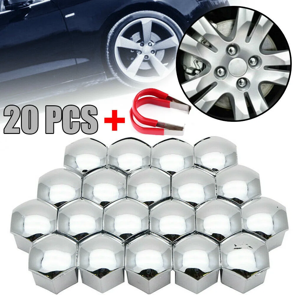 

20Pcs 17mm Car Wheel Nut Caps Dustproof Auto Hub Screw Covers Nuts Bolts Tyre Rim Decor Car Wheel Nut Protection Removal Tool