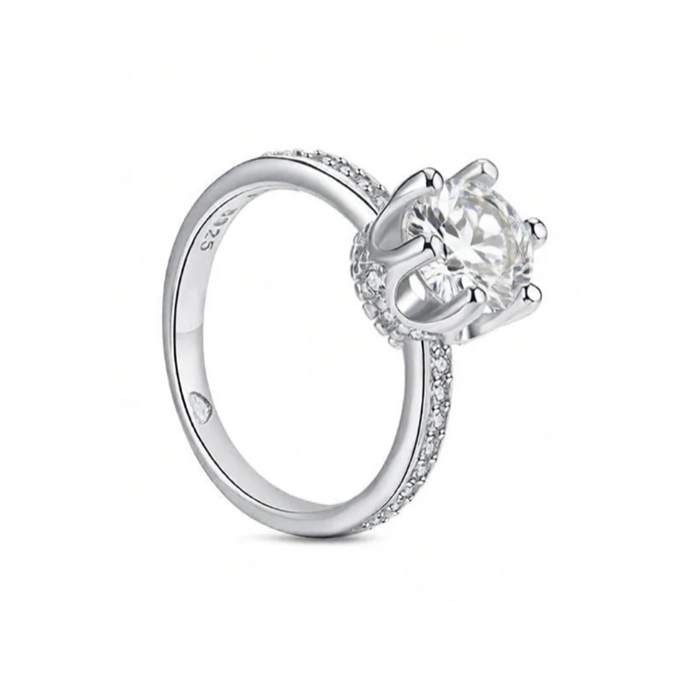 New Original 925 Sterling Silver Ring Love Heart Wishbone Moon Sun Rings Crystal Rose Gold For Women Wedding Gift Luxury Jewelry