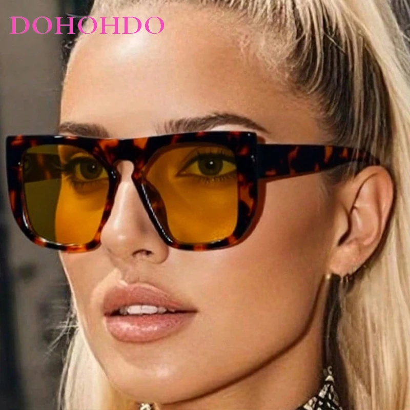 

Punk Flat Top Oversized Square Frame Women Sunglasses Luxury Brand Designer Trendy Men Sunglass Outdoor Driving Eyewear UV400