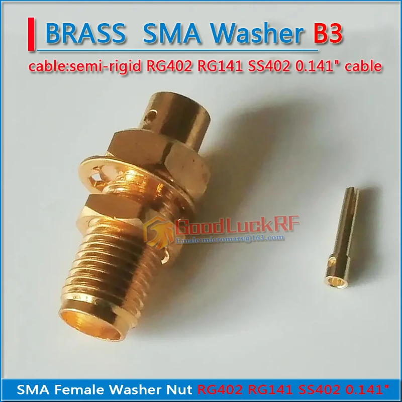 RF Connector SMA Female Jack O-ring Bulkhead Panel Nut Solder semi-rigid RG402 RG141 SS402 0.141