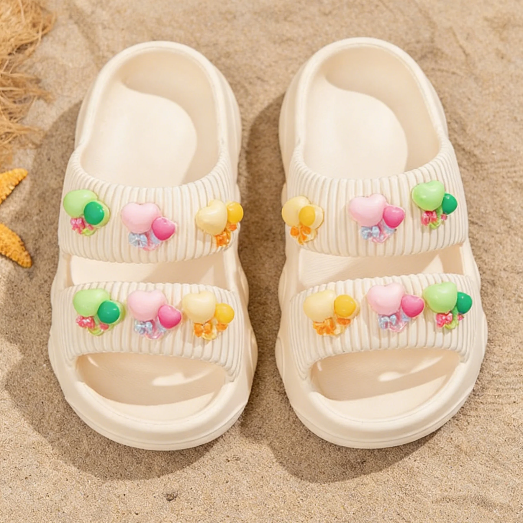 

Kids'Casual Shoes Sequin​ Beach Peep Toe EVA Summer Shoes For Girls Soft Bottom Anti-slip White Black Shoes Size 26-37